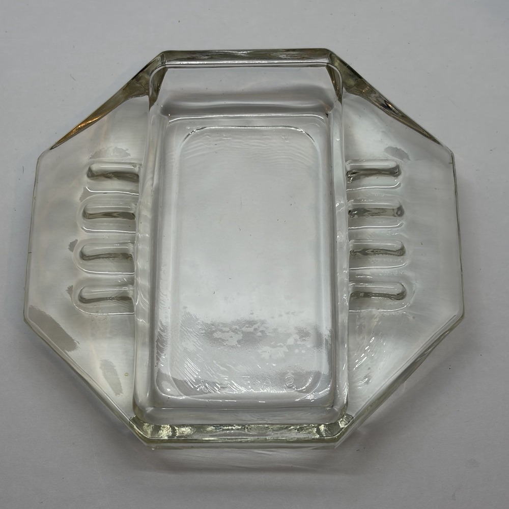 Vintage Ashtray Safex Clear Glass Self-Extinguishing MCM Mid-Century Modern